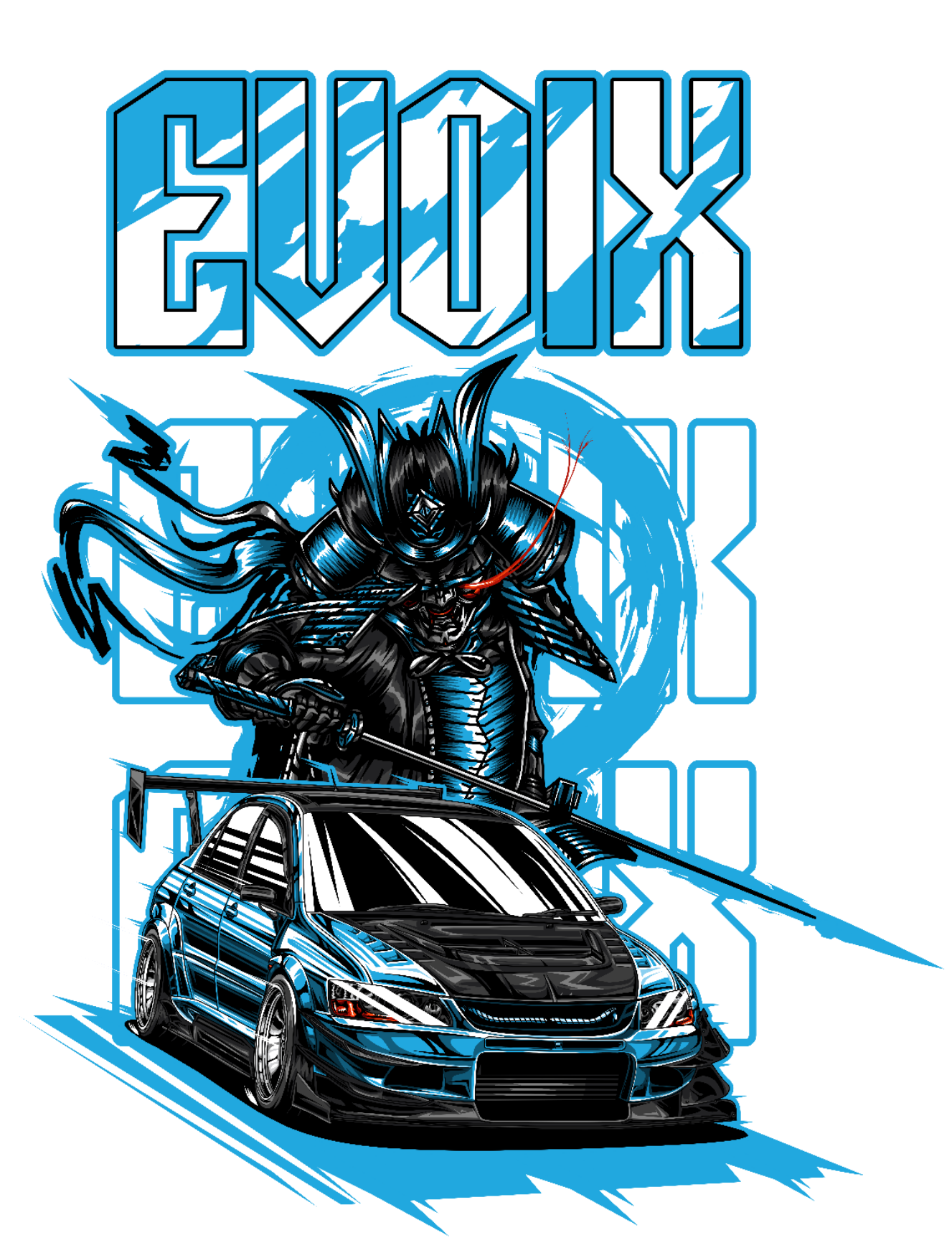 Car Drawing - Automotive Apparel Customisation & Sticker design